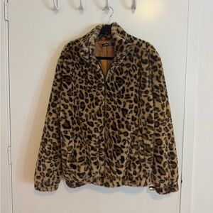 Manifinity Brown Leopard Teddy Jacket